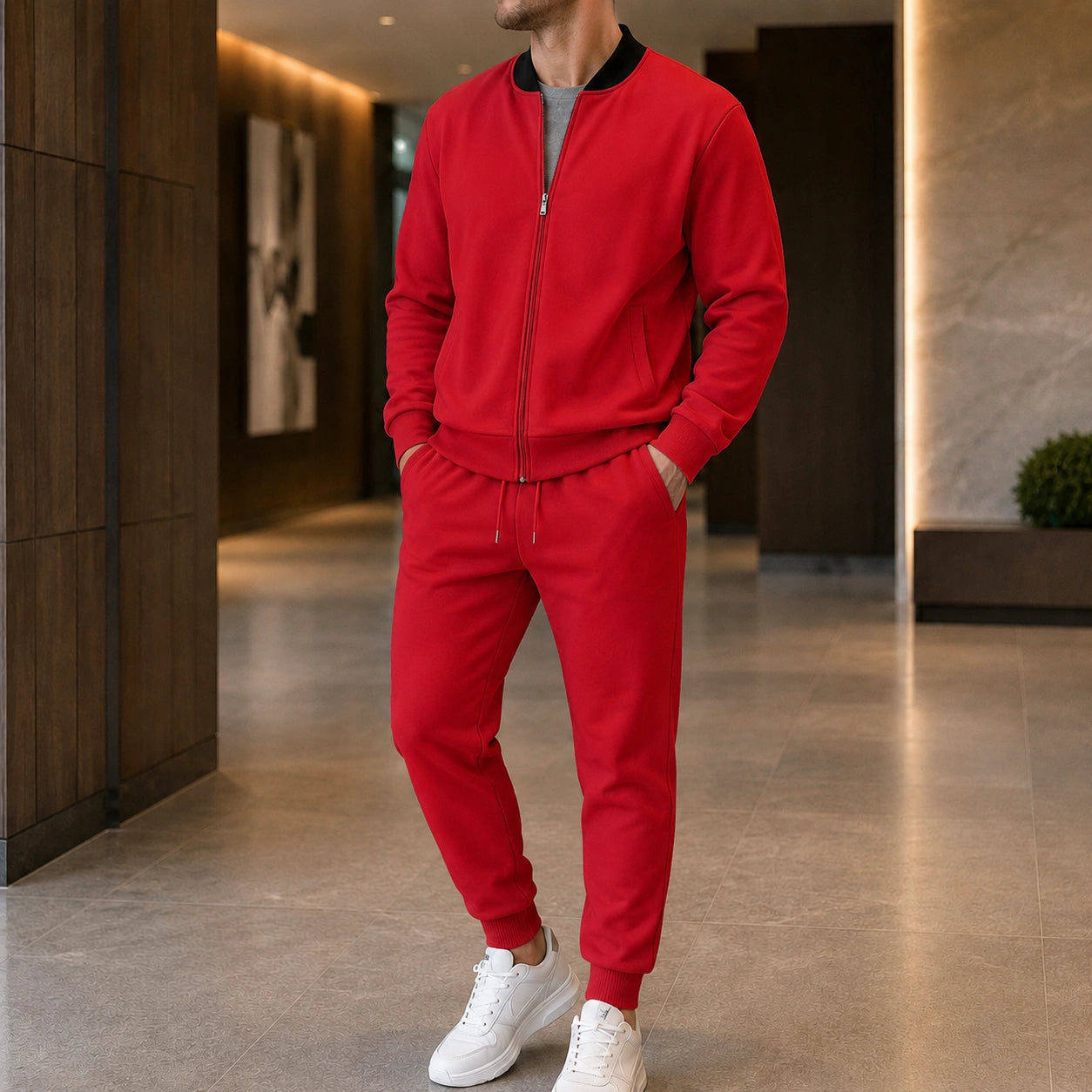 Mivanity Men's Long-Sleeve Jacket Long Pants 2-Piece Winter Sets