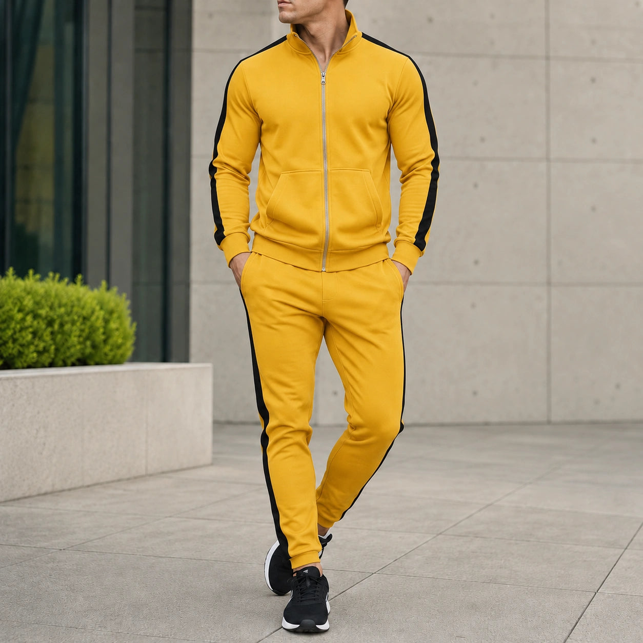 Mivanity Men's Long-Sleeve Jacket Long Pants 2-Piece Winter Sets