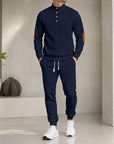 Mivanity Men's Long-Sleeve Knit Top Jogger Pants 2-Piece Sports Sets