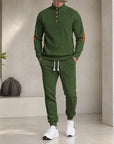 Mivanity Men's Long-Sleeve Knit Top Jogger Pants 2-Piece Sports Sets