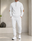 Mivanity Men's Long-Sleeve Knit Top Jogger Pants 2-Piece Sports Sets