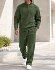 Mivanity Men's Long-Sleeve Knit Top Long Pants 2-Piece Sets