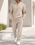 Mivanity Men's Long-Sleeve Knit Top Long Pants 2-Piece Sets