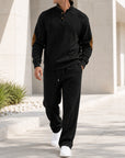 Mivanity Men's Long-Sleeve Knit Top Long Pants 2-Piece Sets