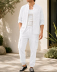 Mivanity Men's Loose-Fit Button-Front Shirt Pants Sets