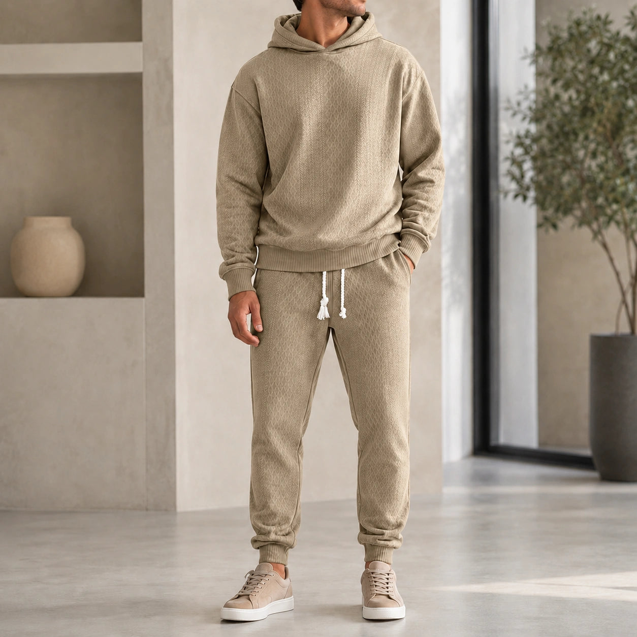 Mivanity Men's Loose-Fit Sportswear Hoodie Pants 2-Piece Sets