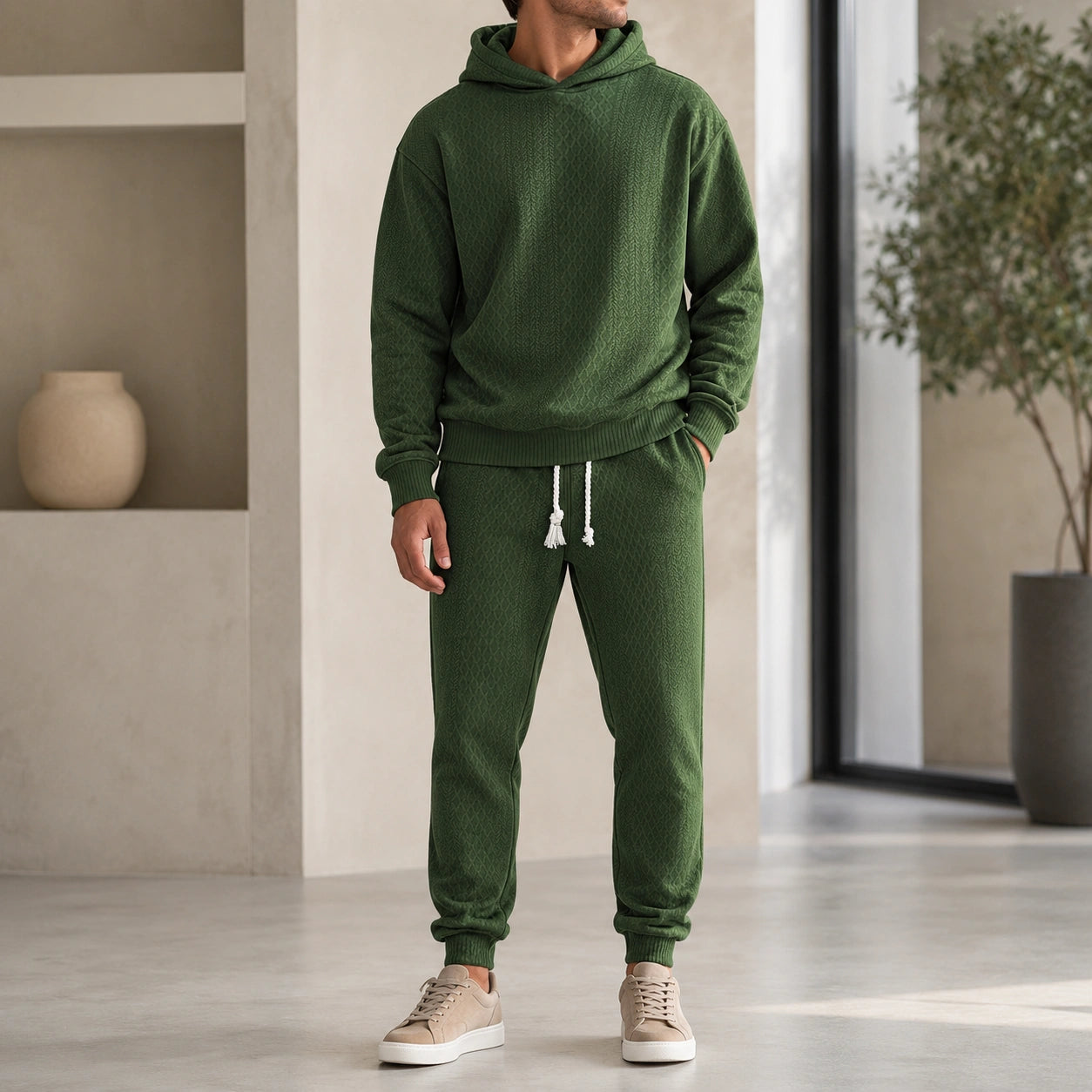 Mivanity Men's Loose-Fit Sportswear Hoodie Pants 2-Piece Sets