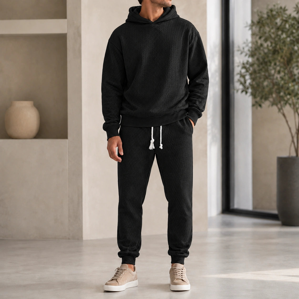 Mivanity Men's Loose-Fit Sportswear Hoodie Pants 2-Piece Sets