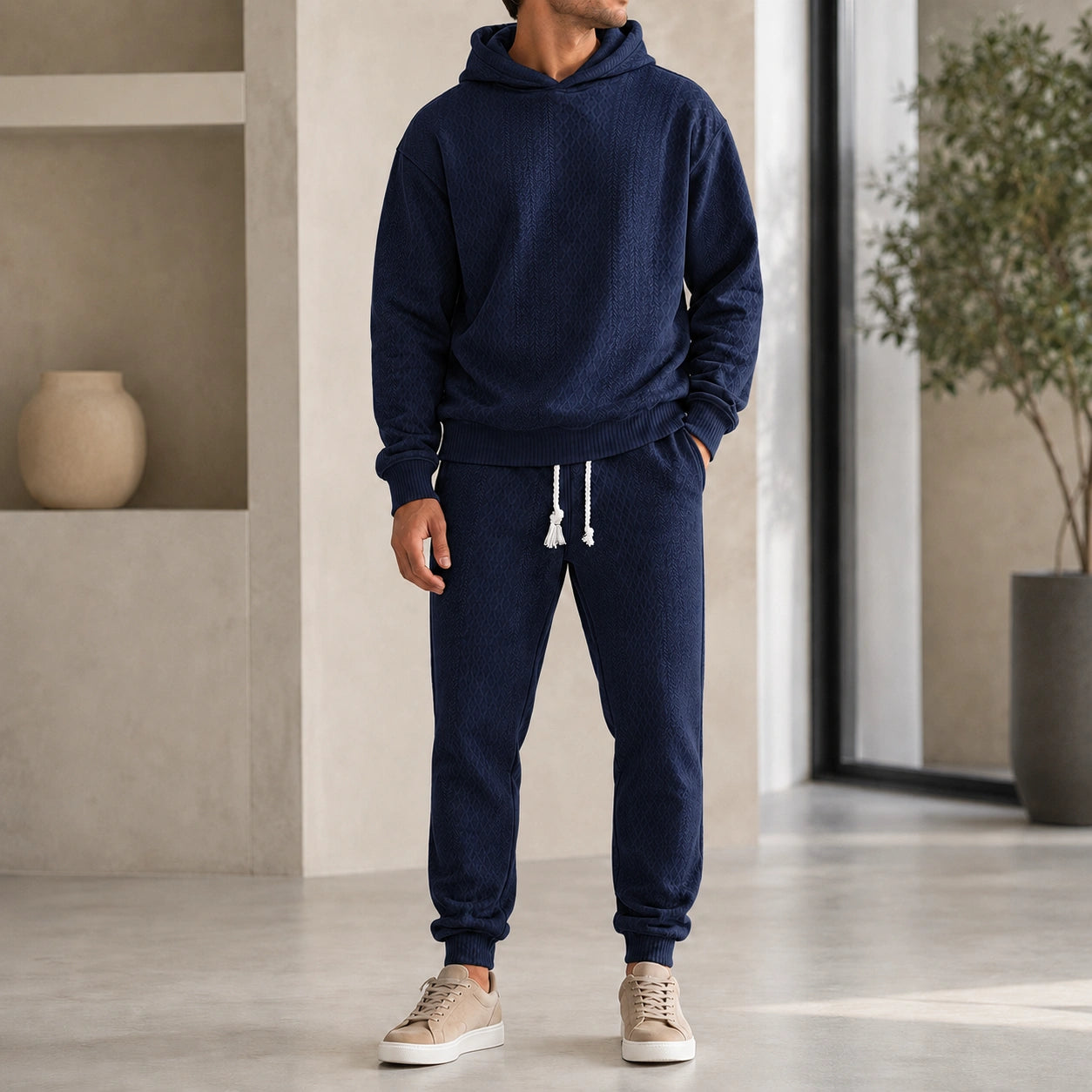 Mivanity Men's Loose-Fit Sportswear Hoodie Pants 2-Piece Sets