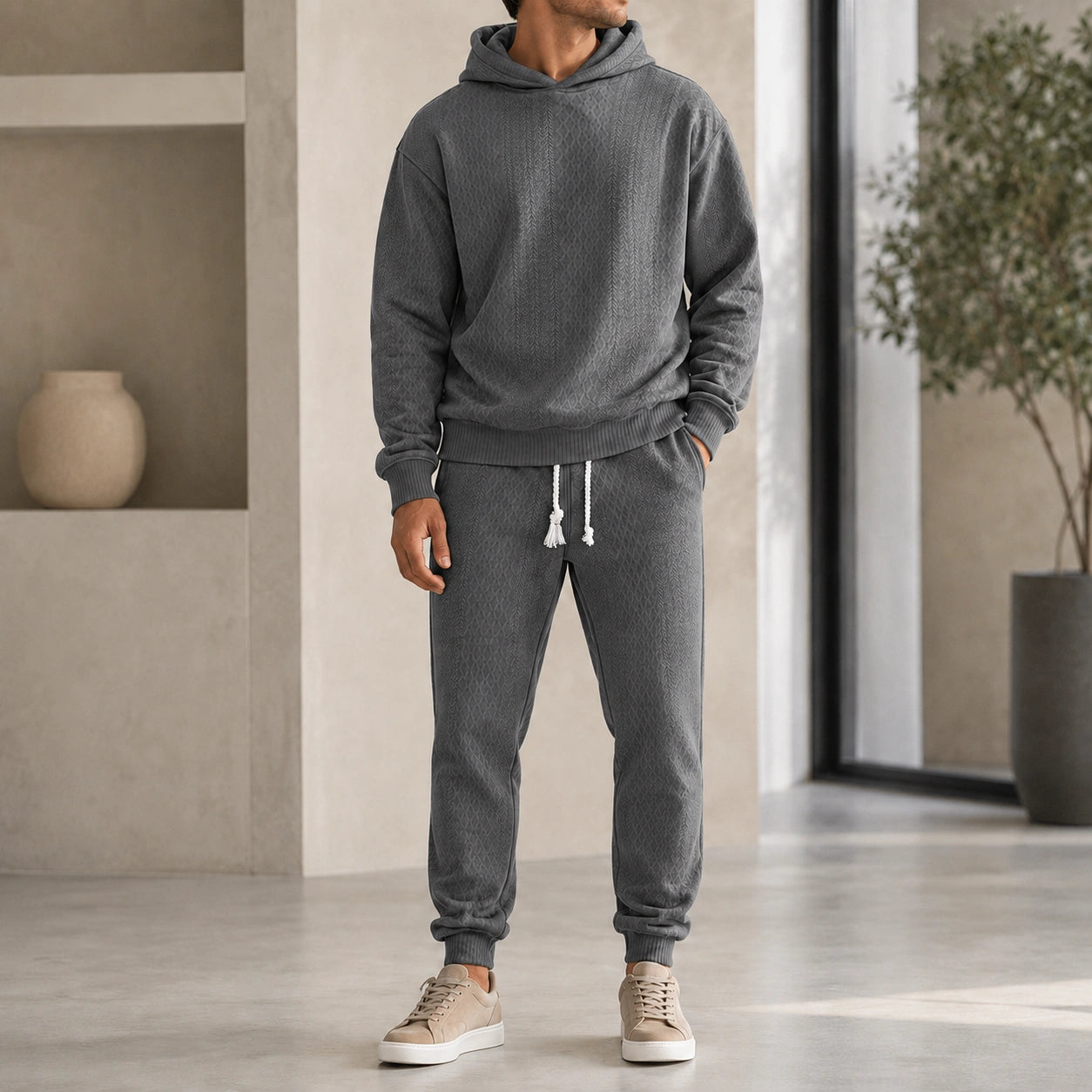 Mivanity Men's Loose-Fit Sportswear Hoodie Pants 2-Piece Sets
