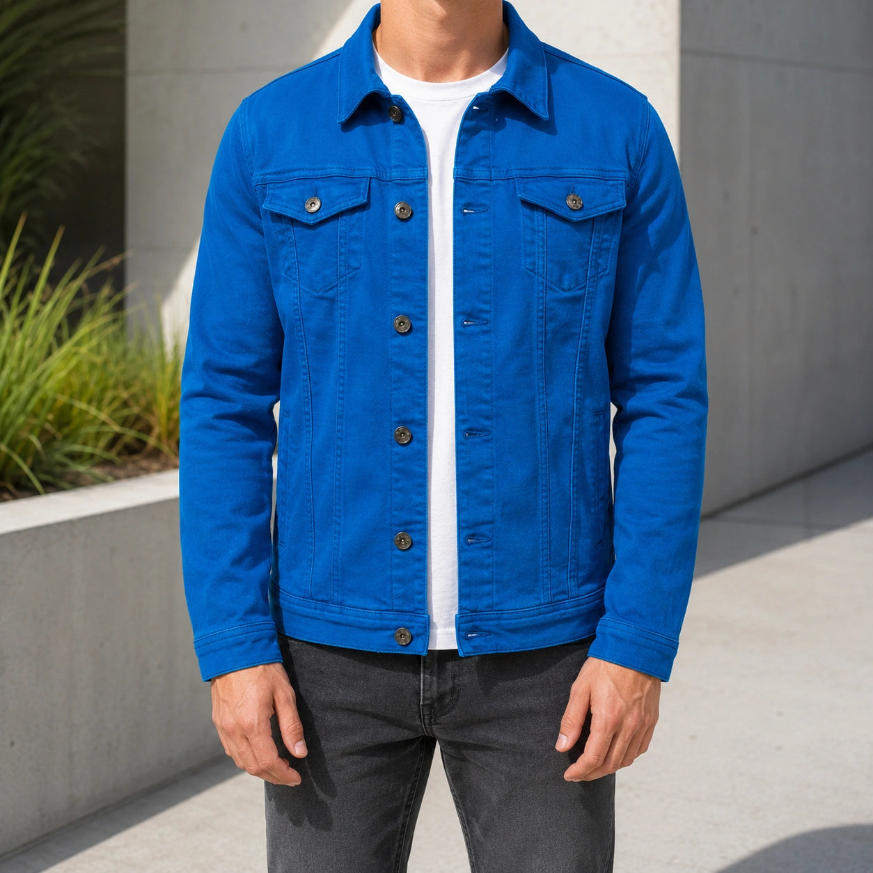 Mivanity Men's Multi-Pocket Stand Collar Button-Front Jackets