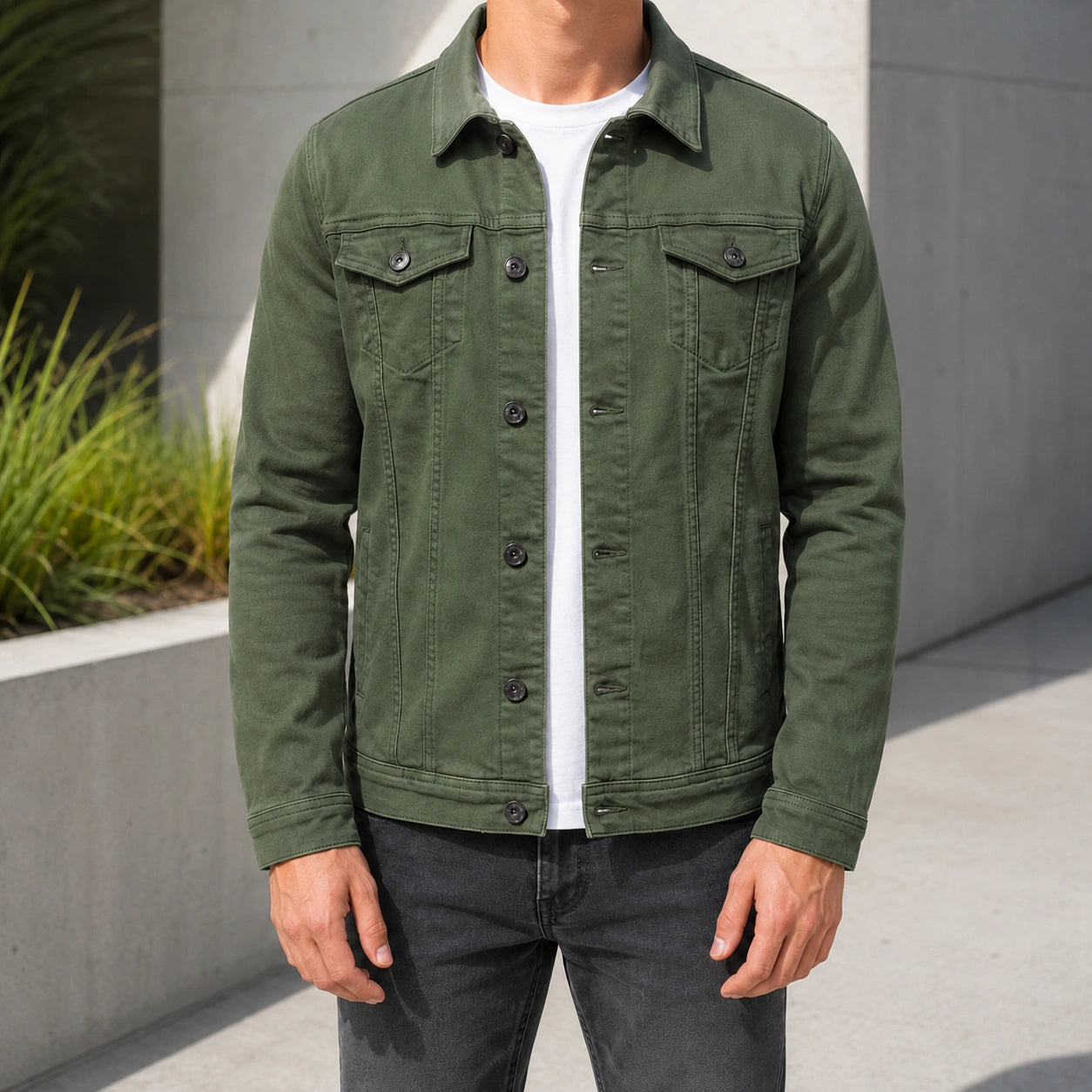 Mivanity Men's Multi-Pocket Stand Collar Button-Front Jackets