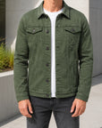 Mivanity Men's Multi-Pocket Stand Collar Button-Front Jackets