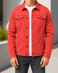 Mivanity Men's Multi-Pocket Stand Collar Button-Front Jackets