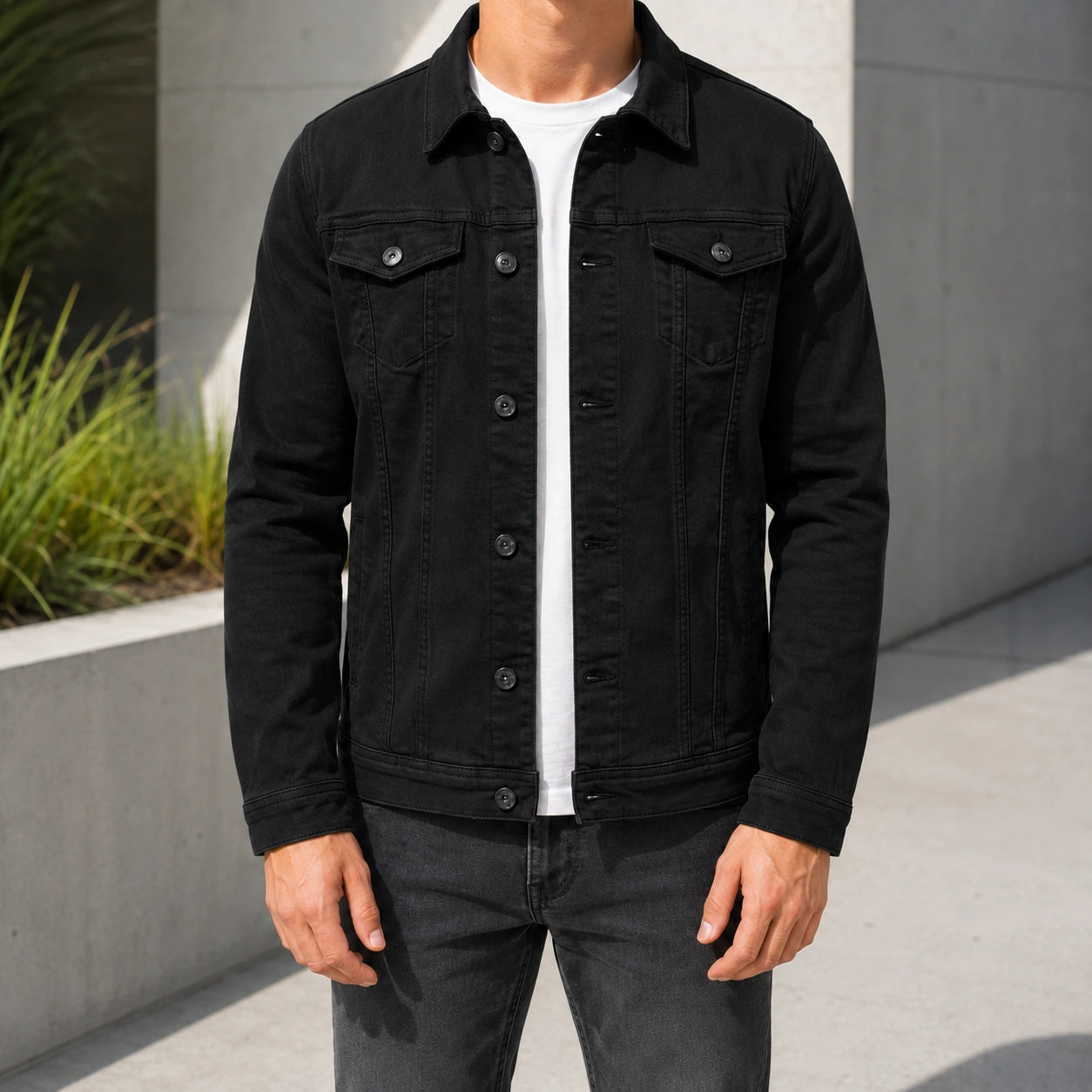 Mivanity Men's Multi-Pocket Stand Collar Button-Front Jackets