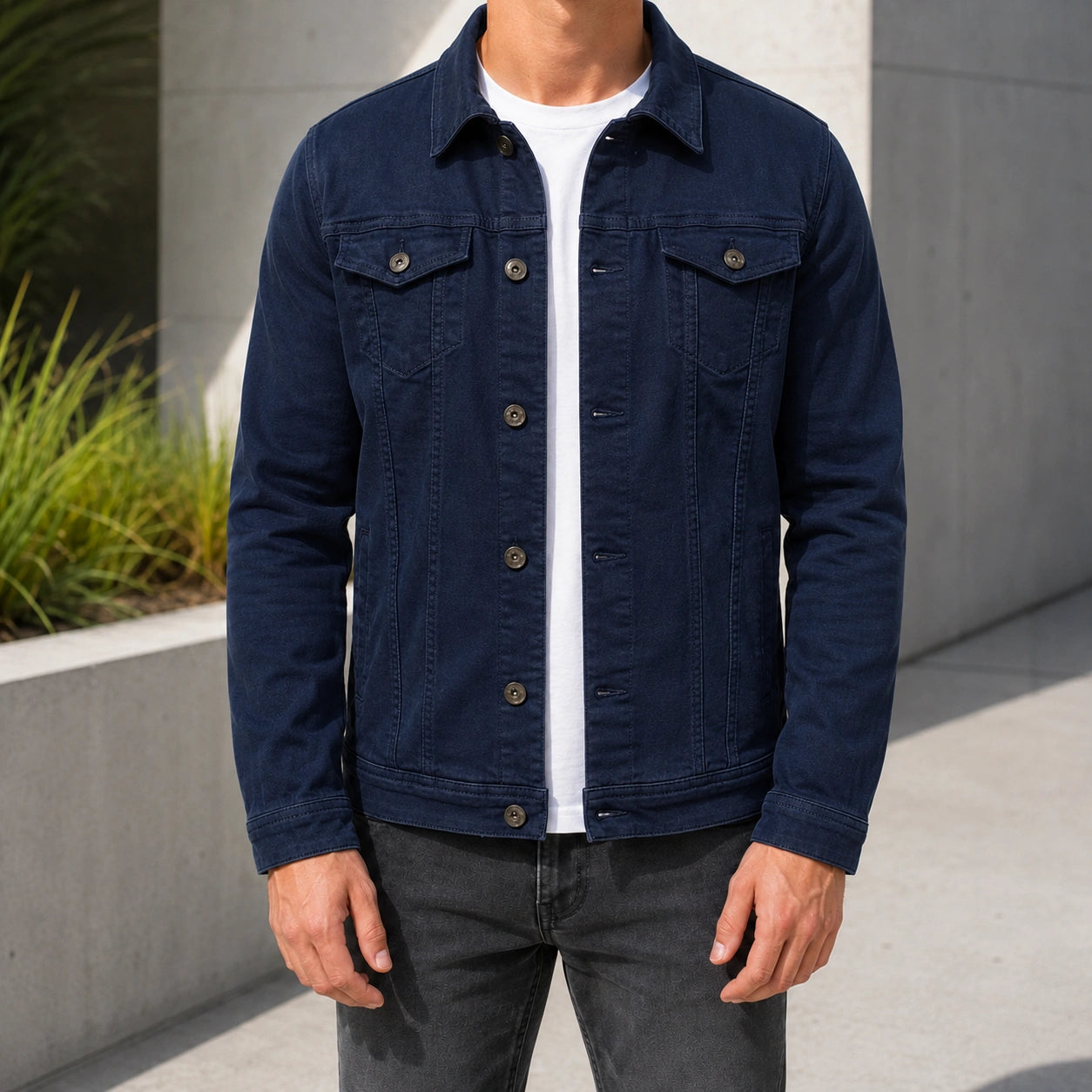 Mivanity Men's Multi-Pocket Stand Collar Button-Front Jackets