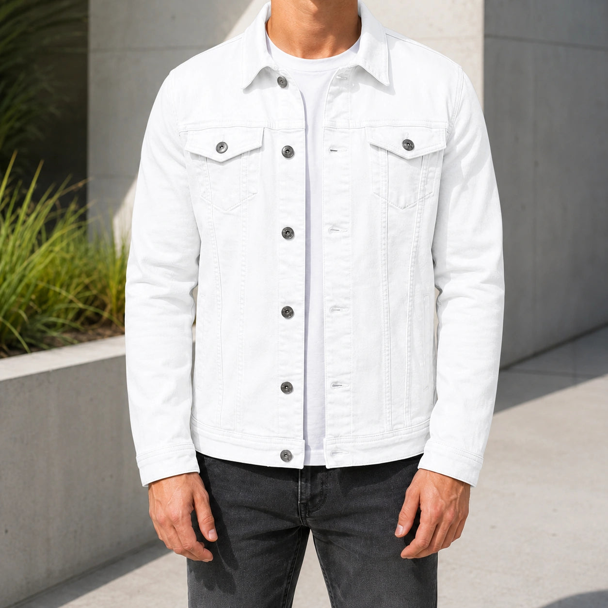 Mivanity Men's Multi-Pocket Stand Collar Button-Front Jackets