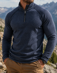 Mivanity Men's Outdoor Quarter Zip Pullover Performance Knit Hiking Sweater