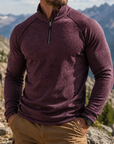 Mivanity Men's Outdoor Quarter Zip Pullover Performance Knit Hiking Sweater