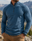 Mivanity Men's Outdoor Quarter Zip Pullover Performance Knit Hiking Sweater