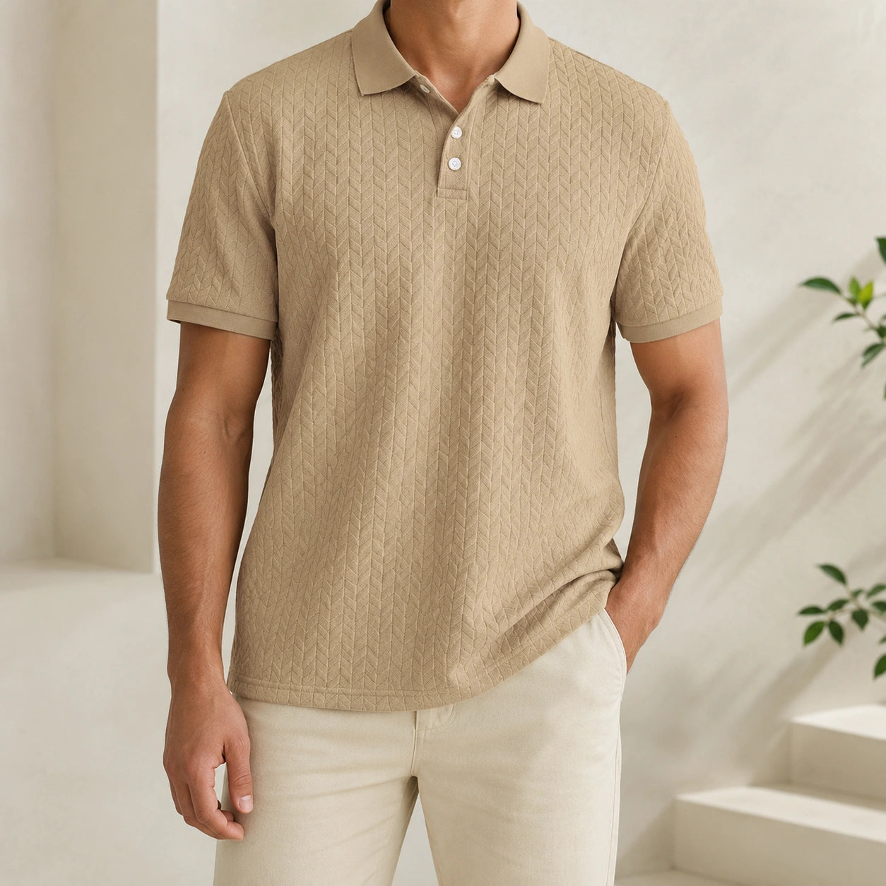 Mivanity Men's Patchwork Detail Short-Sleeve Shirts