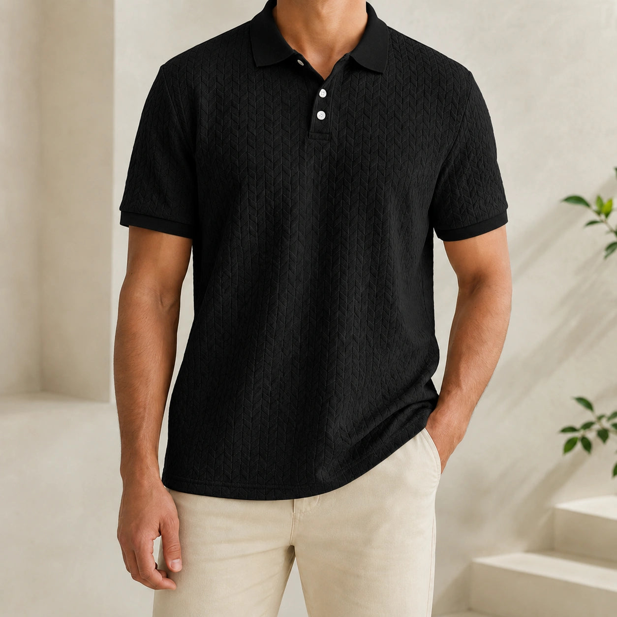 Mivanity Men's Patchwork Detail Short-Sleeve Shirts