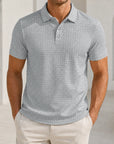 Mivanity Men's Plaid Patchwork Short-Sleeve Polo Shirts