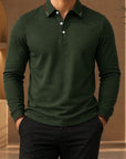 Mivanity Men's Pleated Asymmetric Long-Sleeve Polo Shirts