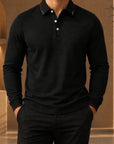 Mivanity Men's Pleated Asymmetric Long-Sleeve Polo Shirts
