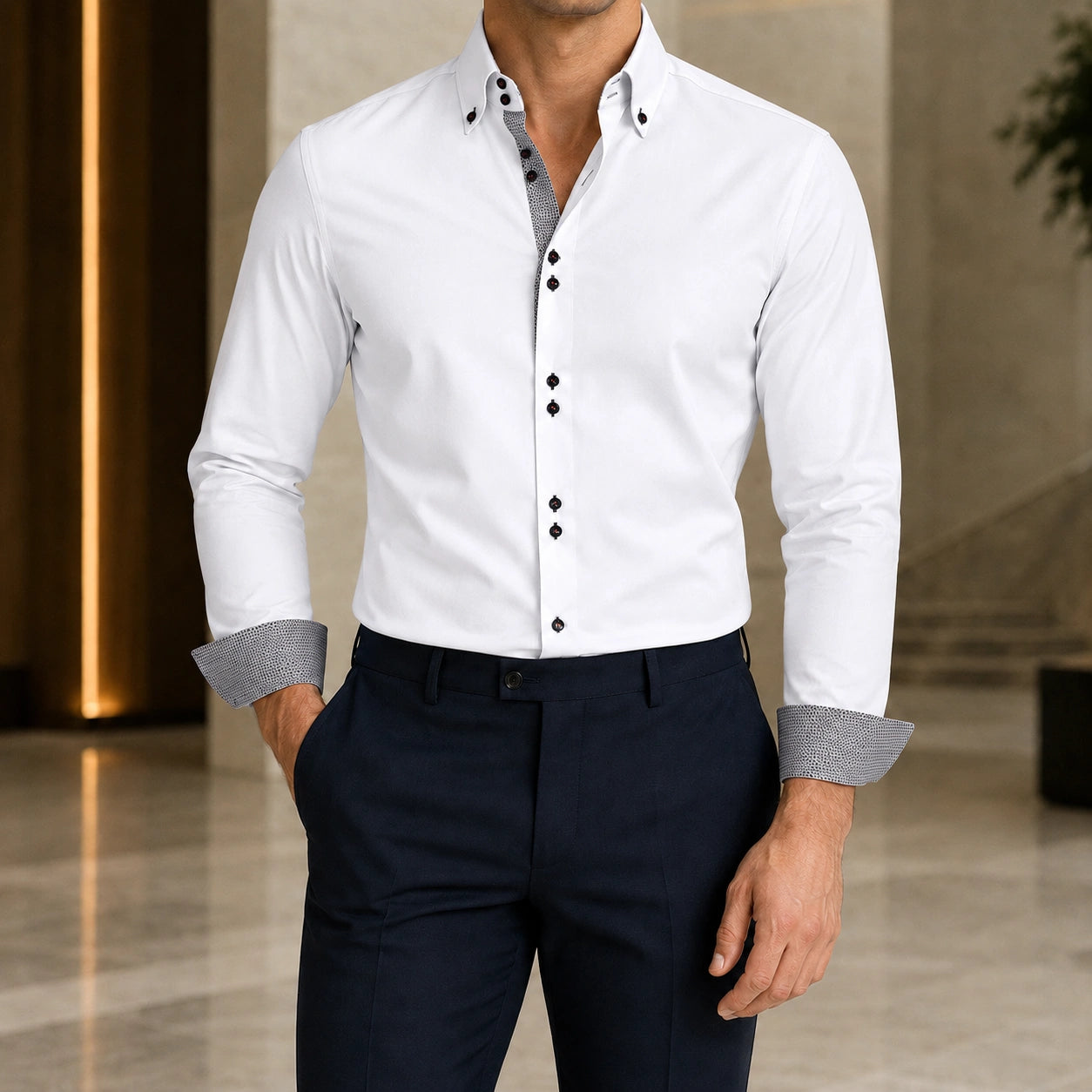 Mivanity Men's Plus Size Long-Sleeve Stretch Shirts