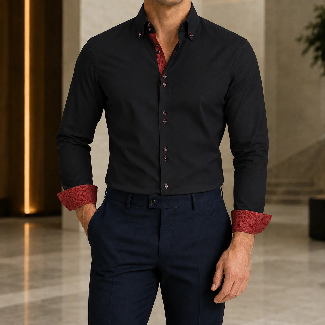 Mivanity Men's Plus Size Long-Sleeve Stretch Shirts