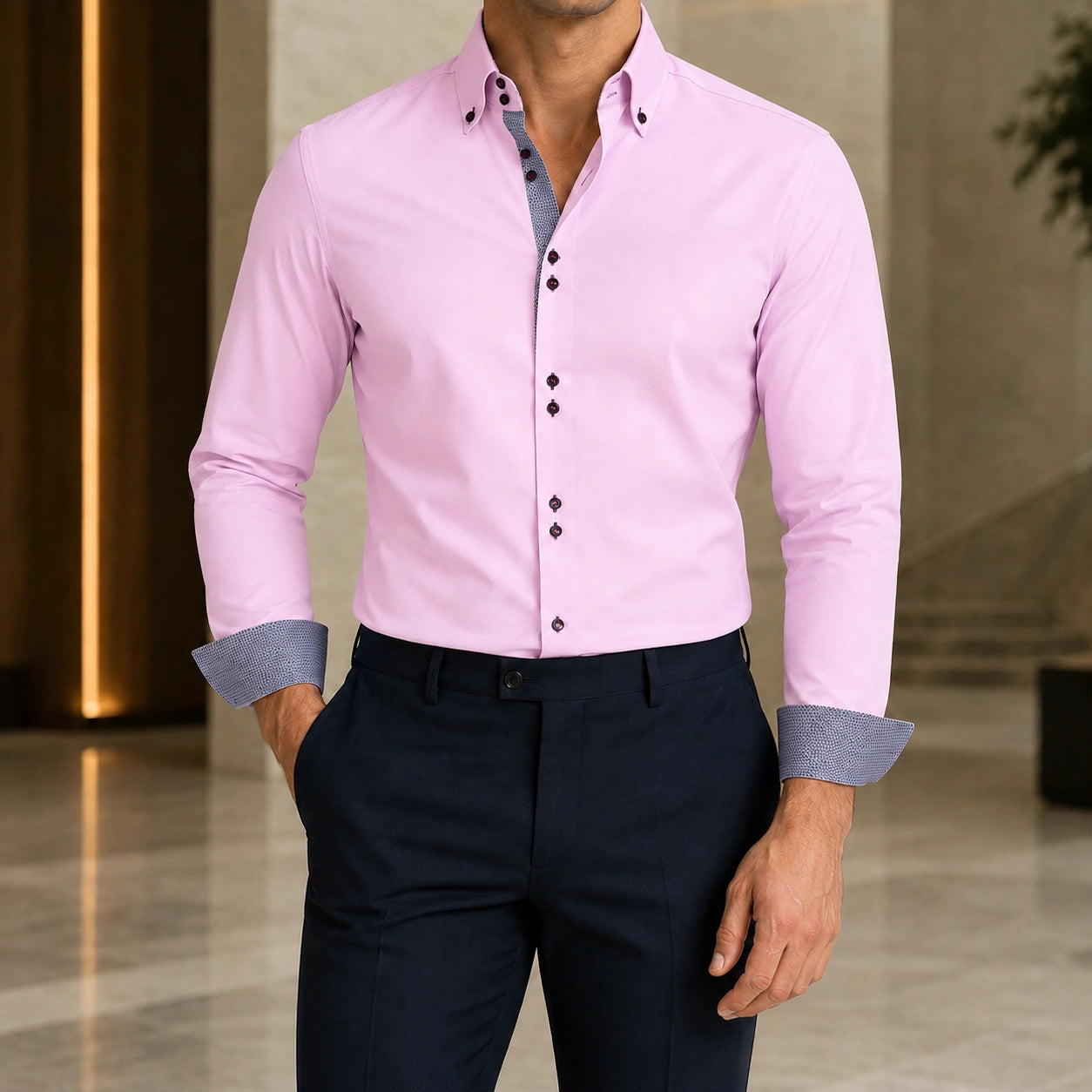 Mivanity Men's Plus Size Long-Sleeve Stretch Shirts