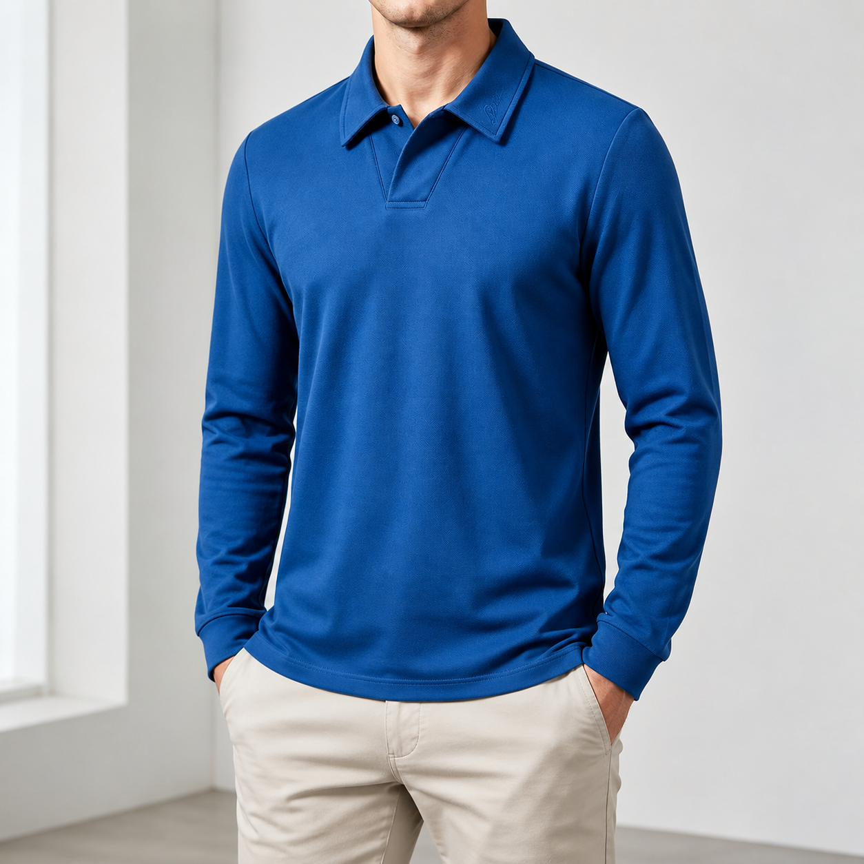 Mivanity Men's Polyester Blend Long Sleeve Polo Shirts