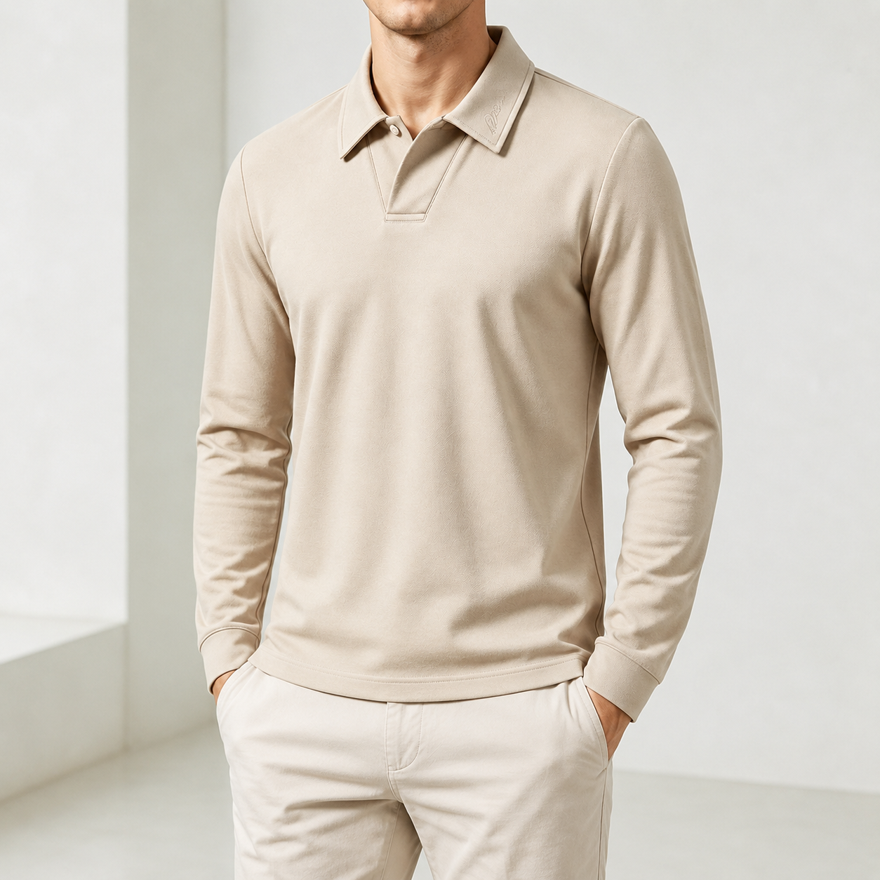 Mivanity Men's Polyester Blend Long Sleeve Polo Shirts