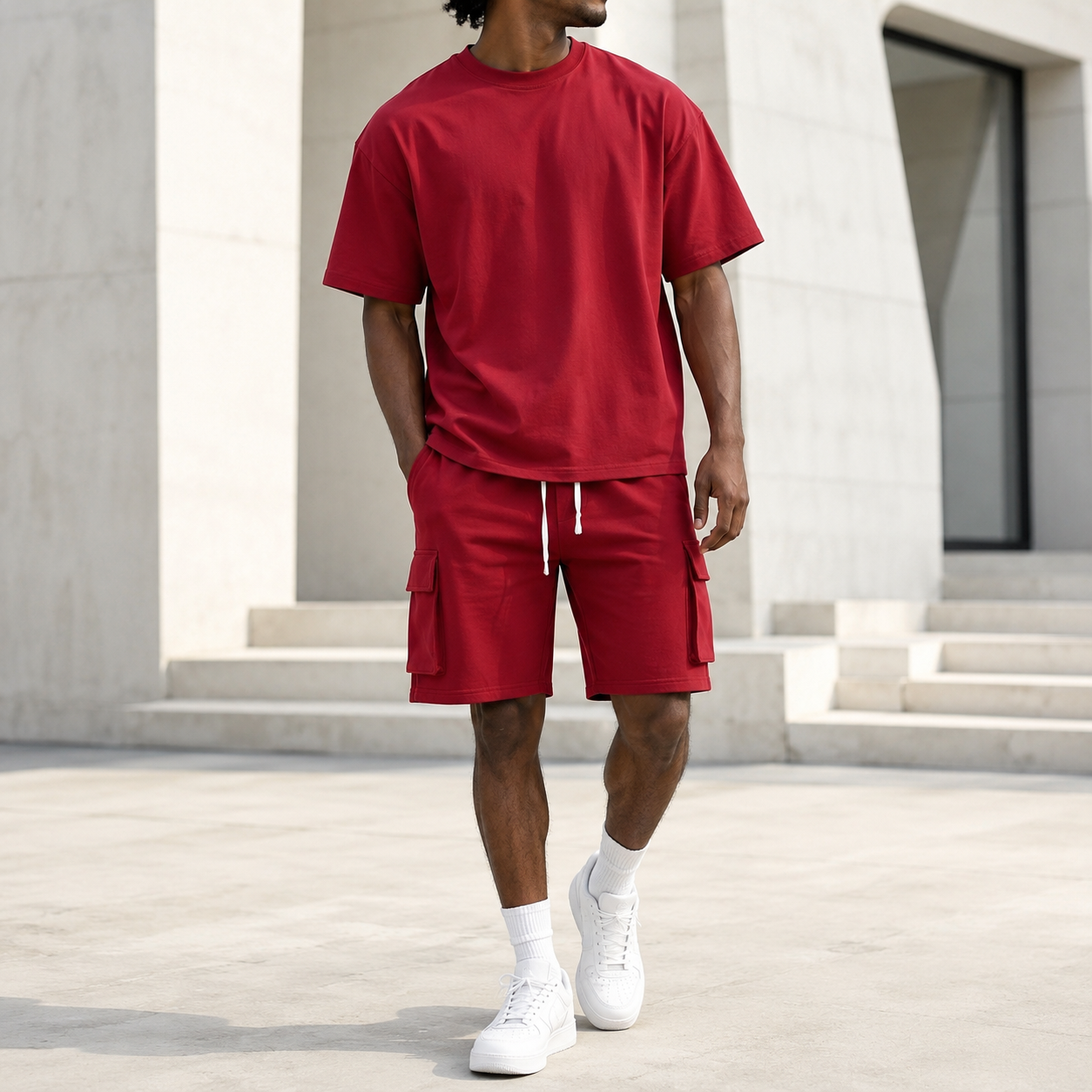 Mivanity Men's Polyester Workout T-Shirt Shorts Sets