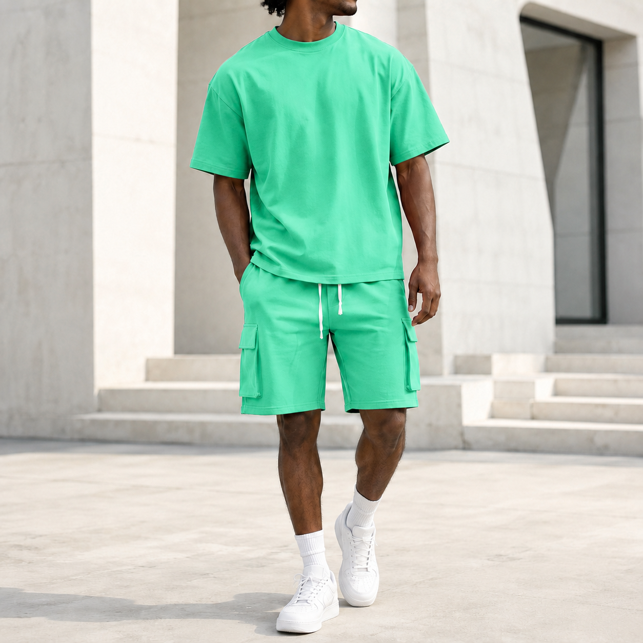 Mivanity Men's Polyester Workout T-Shirt Shorts Sets
