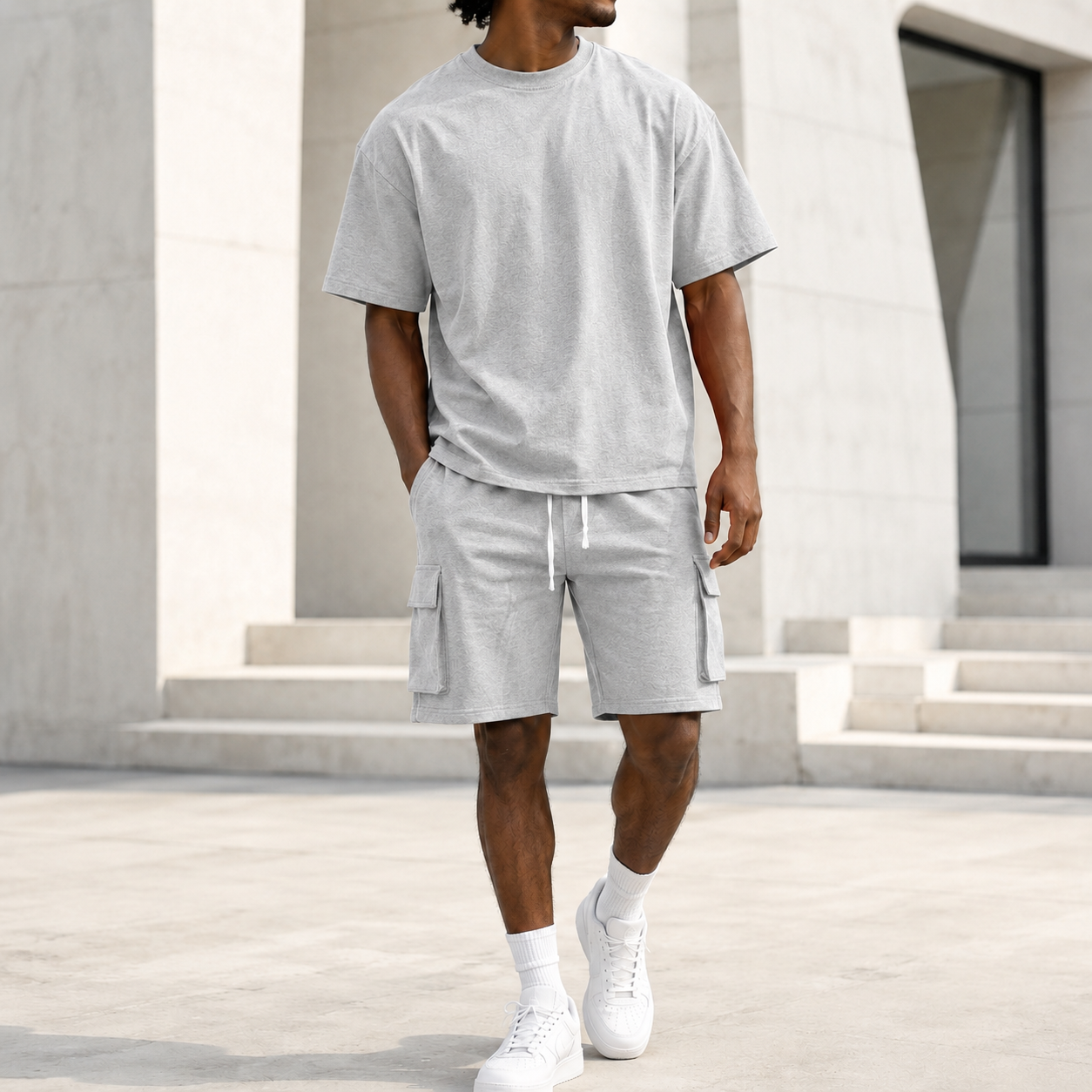 Mivanity Men's Polyester Workout T-Shirt Shorts Sets