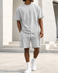 Mivanity Men's Polyester Workout T-Shirt Shorts Sets