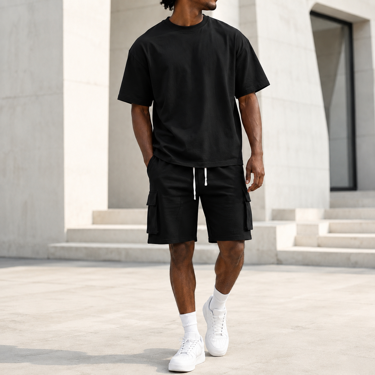 Mivanity Men's Polyester Workout T-Shirt Shorts Sets