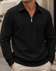 Mivanity Men's Premium Cable Knit Quarter Zip Sweater Classic Collared Pullover