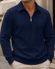 Mivanity Men's Premium Cable Knit Quarter Zip Sweater Classic Collared Pullover