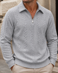 Mivanity Men's Premium Cable Knit Quarter Zip Sweater Classic Collared Pullover