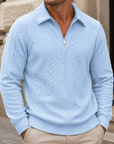 Mivanity Men's Premium Cable Knit Quarter Zip Sweater Classic Collared Pullover
