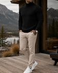 Mivanity Men's Premium Cable Knit Turtleneck Sweater Classic Warm Casual Pullover