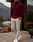 Mivanity Men's Premium Cable Knit Turtleneck Sweater Classic Warm Casual Pullover