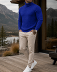 Mivanity Men's Premium Cable Knit Turtleneck Sweater Classic Warm Casual Pullover