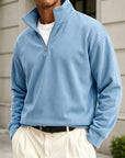 Mivanity Men's Premium Cotton Quarter-Zip Polo Sweatshirt