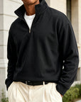 Mivanity Men's Premium Cotton Quarter-Zip Polo Sweatshirt