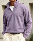Mivanity Men's Premium Cotton Quarter-Zip Polo Sweatshirt