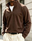 Mivanity Men's Premium Cotton Quarter-Zip Polo Sweatshirt